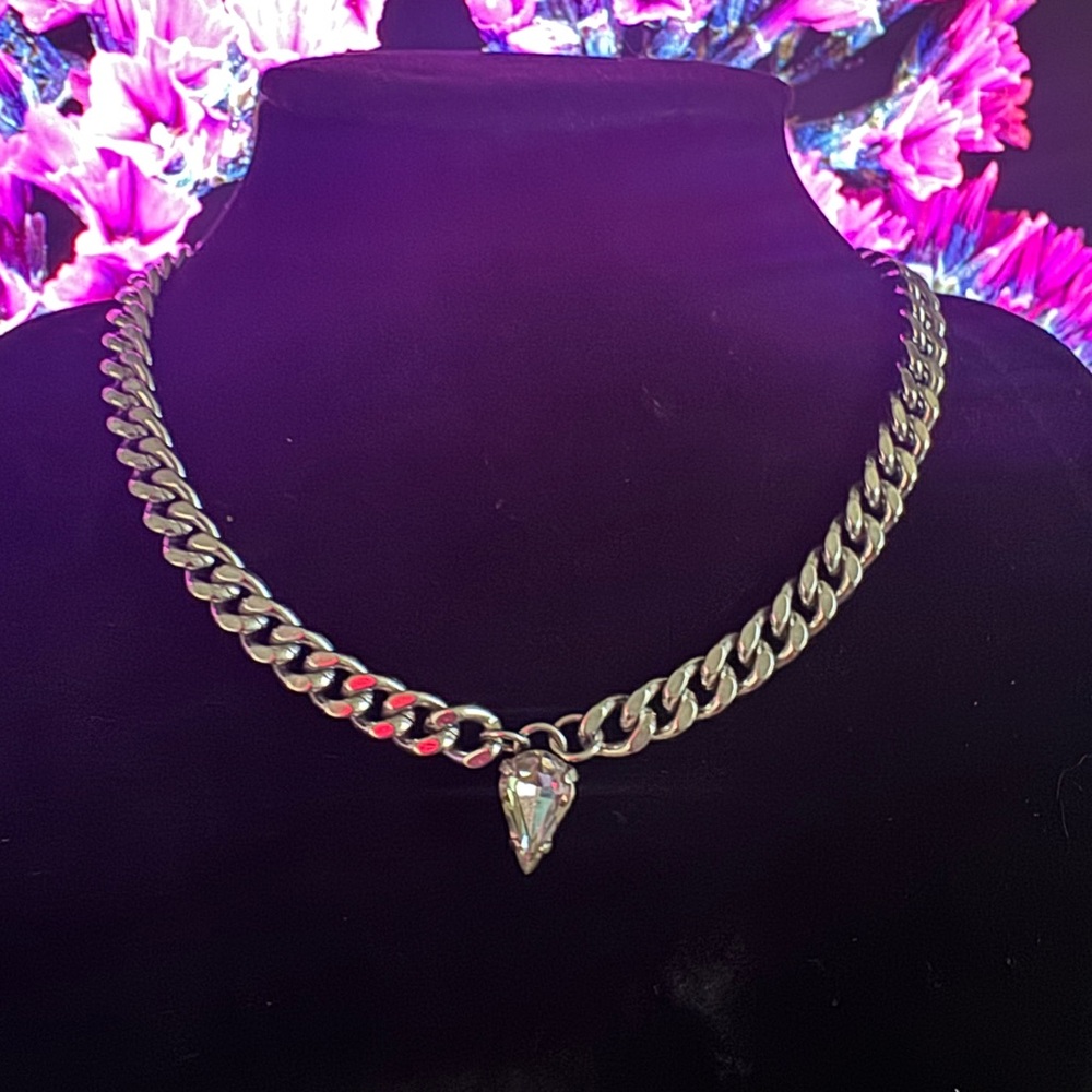 Stainless Steel Choker with Crystal